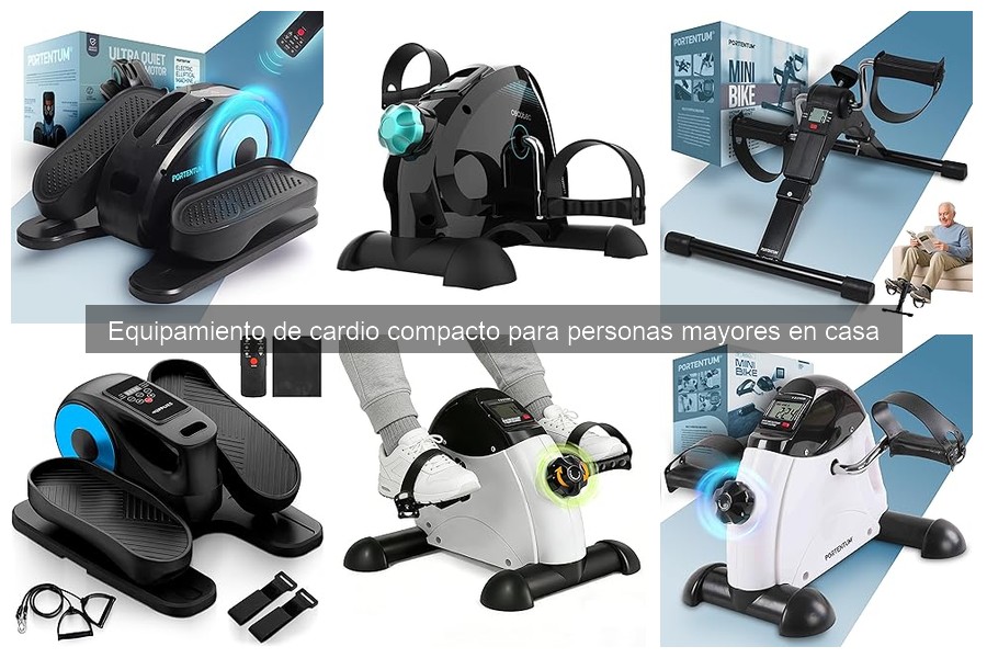Ejercicios eficaz con equipamiento de cardio compacto para mayores